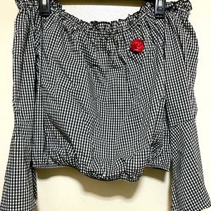 New Forever 21 Plaid Flare Sleeve Top Plus Size 1X